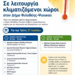 Κλιματιζόμενοι χώροι του Δήμου Φιλοθέης – Ψυχικού για την Τρίτη 21 Ιουλίου